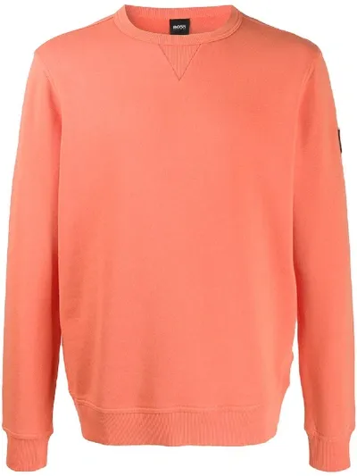 Hugo Boss Pullover In Colour-block-optik In 橘色