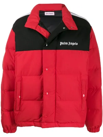 Palm Angels Padded Logo Jacket In Red