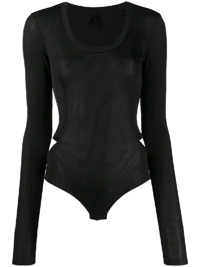 Ben Taverniti Unravel Project Knitted Long-sleeved Leotard In Black