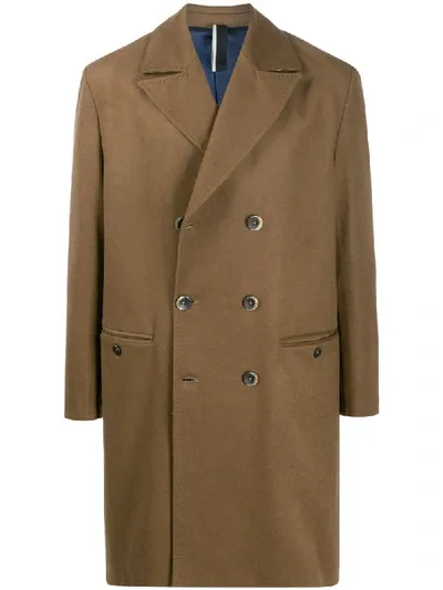 Low Brand Double-breasted Midi Coat In Brown