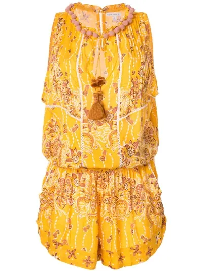 Poupette St Barth Bonnie Ruffled Playsuit In Yellow