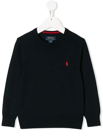 Ralph Lauren Kids' Embroidered Logo Jumper In Blue