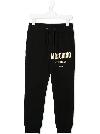 Moschino Kids' Logo Print Track Pants In Black