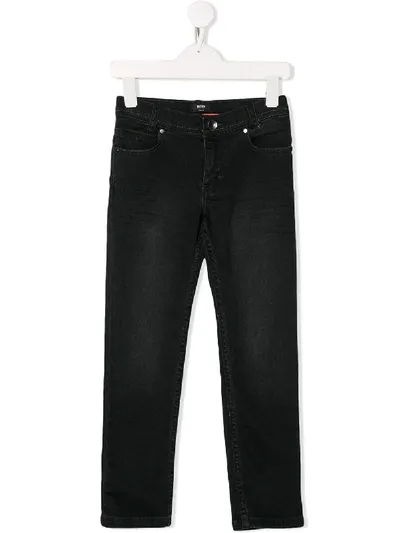 Hugo Boss Kids' Stonewashed Jeans In Black