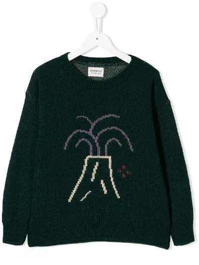 Bobo Choses Kids' Volcano Embroidered Sweater In Green