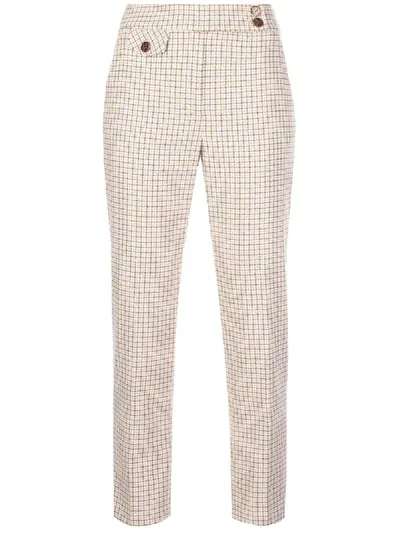 Veronica Beard Plaid Print Trousers In Yellow