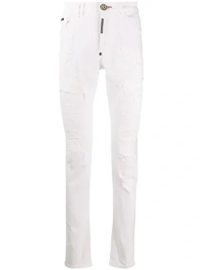 Philipp Plein Super Straight Statement Jeans In White