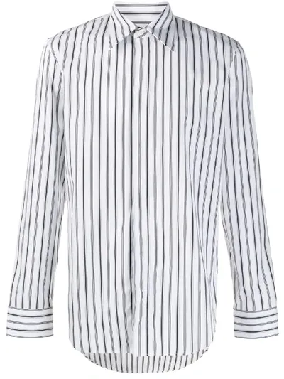 Maison Margiela Striped Fitted Shirt In White