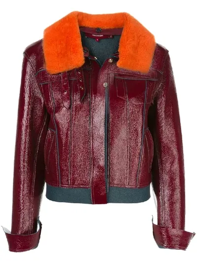 Sies Marjan Shearling Collar Leather Jacket In Red