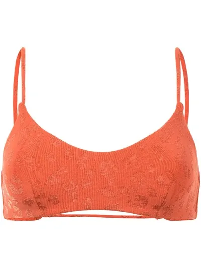 The Upside Audrey Leopard-pattern Bikini Top In Orange