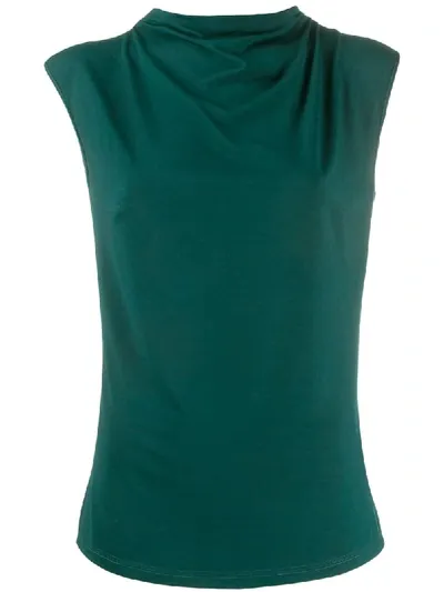 Styland Draped Design Blouse In Green