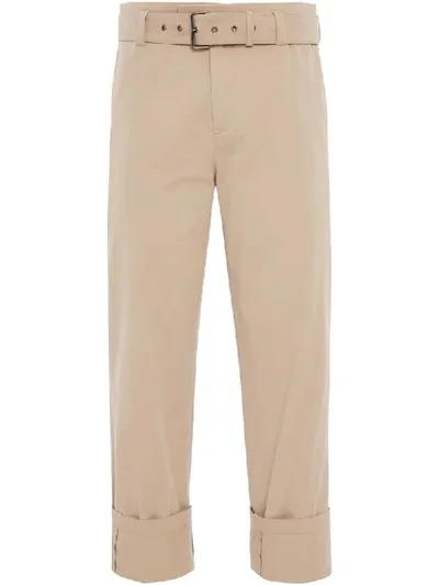 Jw Anderson Belted Straight-leg Chinos In Neutrals