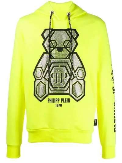 Philipp Plein Teddy Bear Embroidered Hoodie In Yellow