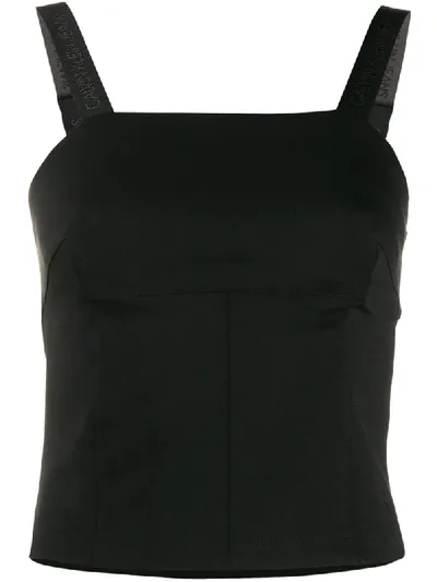 Calvin Klein Jeans Est.1978 Crepe Tank Top In Black