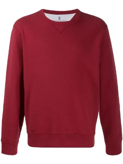 Brunello Cucinelli Long Sleeve Sweater In Red