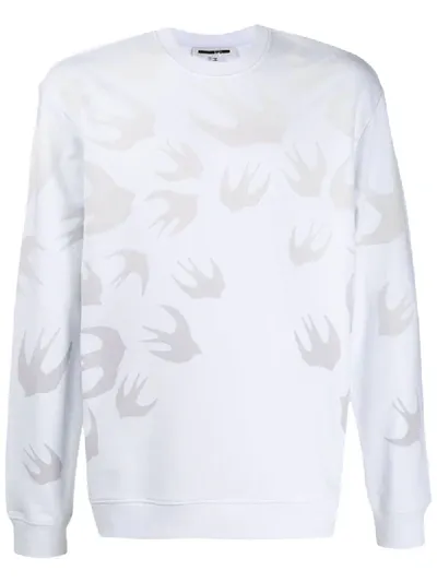 Mcq By Alexander Mcqueen Swallow Print Sweatshirt In Optic White