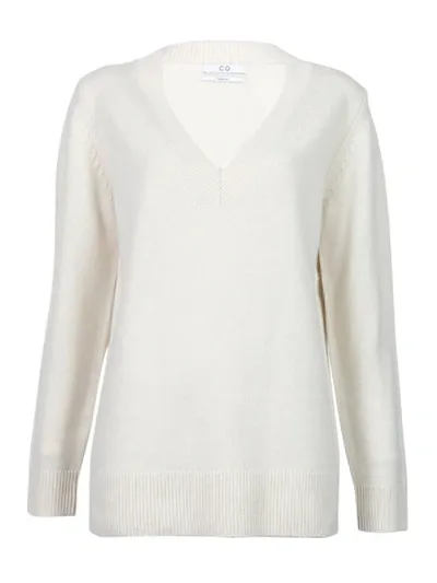 Co Essentials Wool & Cashmere Boyfriend Sweater In White