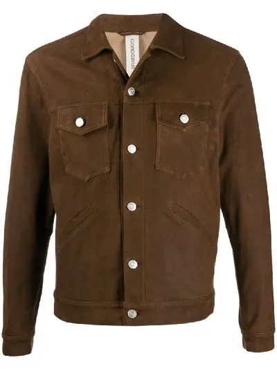 Giorgio Brato Burnished Button-up Jacket In Brown