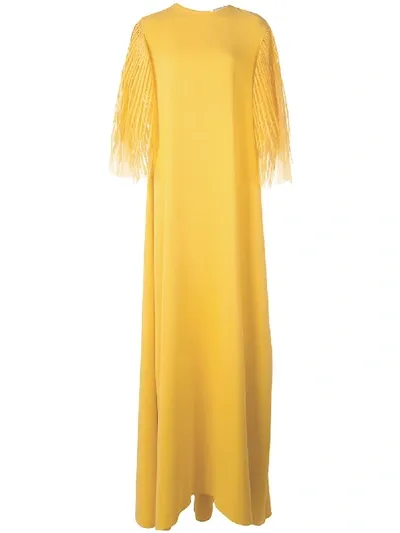 Oscar De La Renta Tulle Sleeve Caftan In Yellow