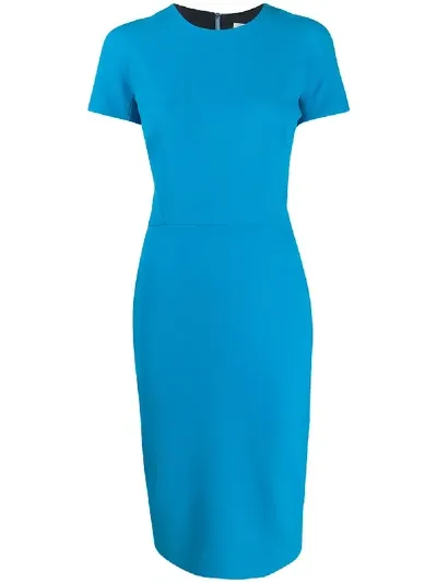 Victoria Beckham Pencil Midi Dress In Blue