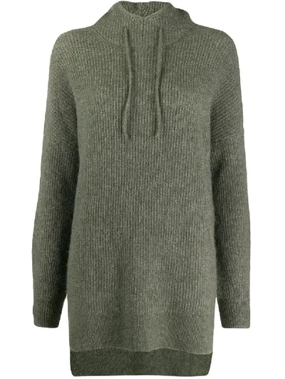 Ganni Hooded Oversized Jumper In Green