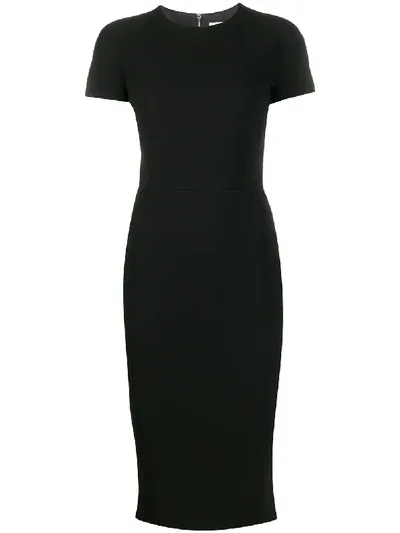 Victoria Beckham Exposed Zip Midi Dress In Black