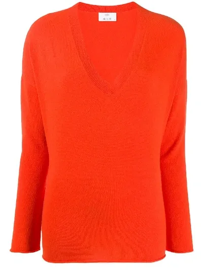 Allude V-neck Jumper In Orange