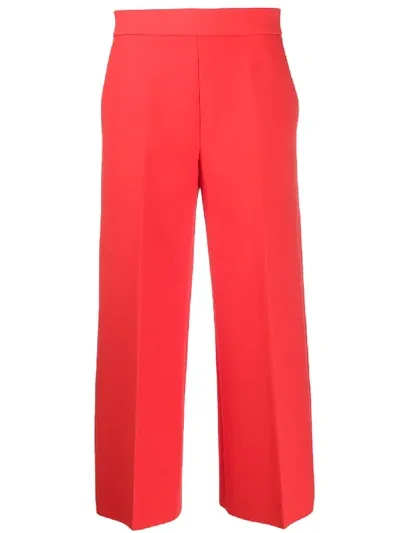 Msgm Cropped Wide-leg Trousers In Red