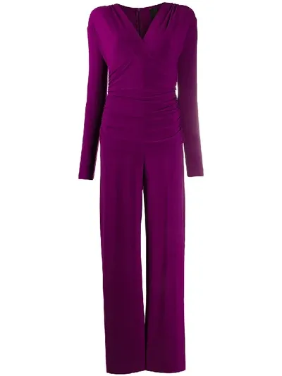 Norma Kamali Fitted-top Ruched Jumpsuit In Purple