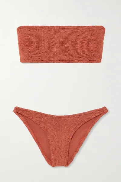 Hunza G Gabrielle Seersucker Bandeau Bikini In Copper