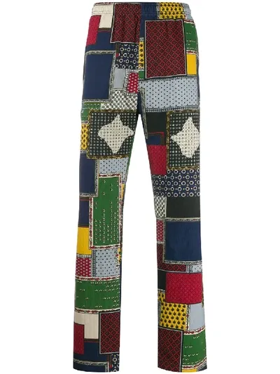 Stussy Graphic Patchwork Trousers In Blue