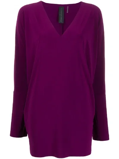 Norma Kamali Deep V-neck Knitted Top In Purple