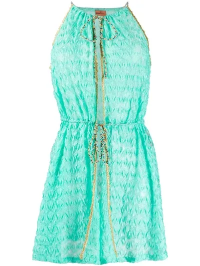 Missoni Crochet Contrast-trimmed Top In Green