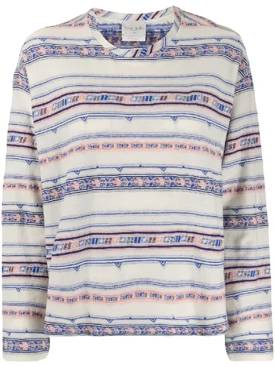 Forte Forte Striped Geometric Top In Blue