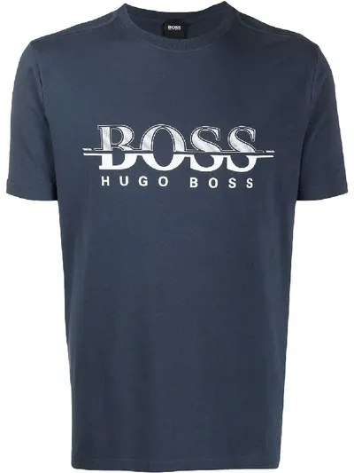 Hugo Boss Logo Print T-shirt In Blue