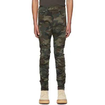 R13 Skywalker Camouflage Distressed Jeans In Green