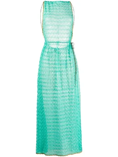 Missoni Crochet Contrast-trimmed Maxi Dress In Green