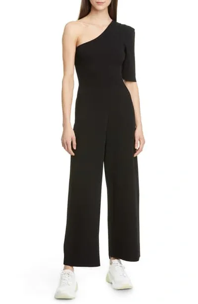 Stella Mccartney Gathered Single-shoulder Jumpsuit In Black