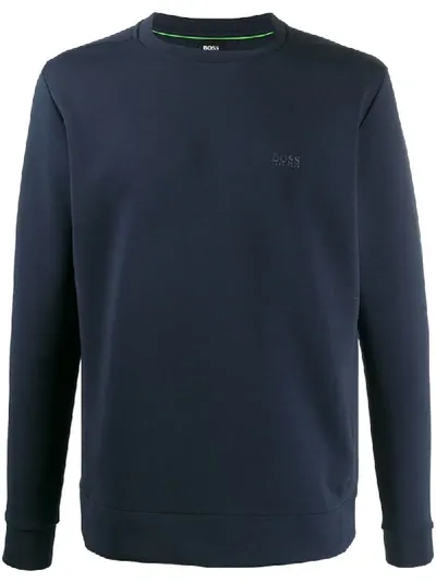 Hugo Boss Pullover Mit Logo-print In Blue