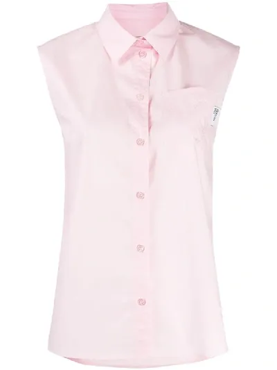 Love Moschino Heart Embroidered Sleeveless Shirt In Pink