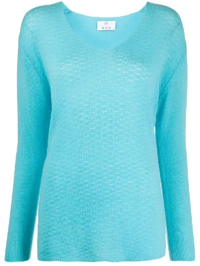 Allude V-neck Cashmere Jumper In Blue