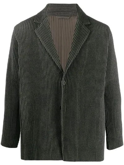 Issey Miyake Pleated Single-breasted Blazer In Grey