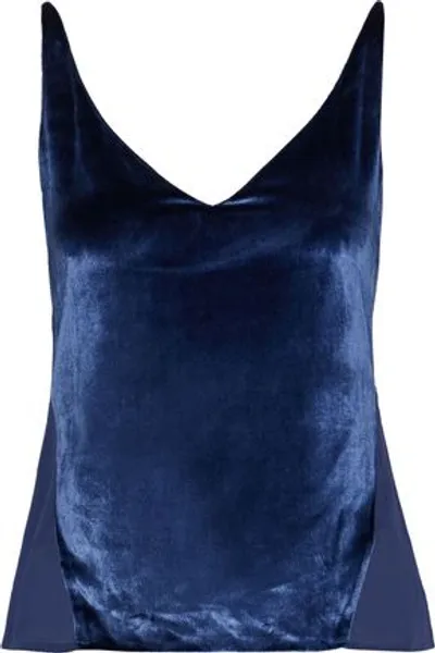 J Brand Velvet And Chiffon Camisole In Indigo