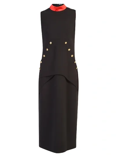 Givenchy Button-embellished Wool-crepe Dress In Black