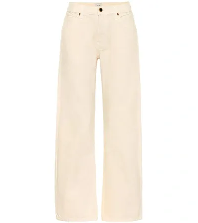 Khaite Noelle Cropped High-rise Wide-leg Jeans In White