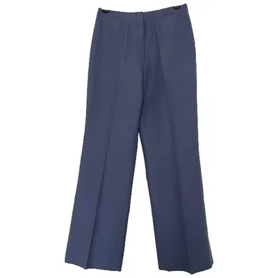 Pre-owned Chloé Silk Straight Pants In Blue