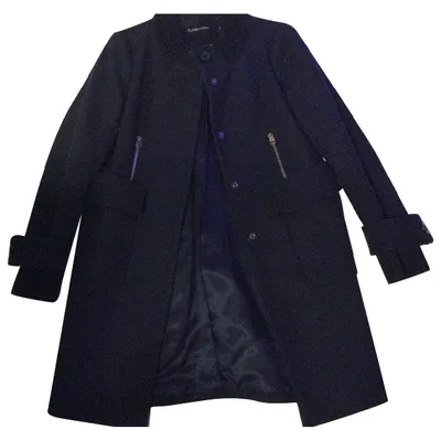 Pre-owned Tara Jarmon Wool Coat In Navy