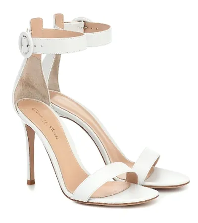 Gianvito Rossi Portofino 105 White Leather Sandals