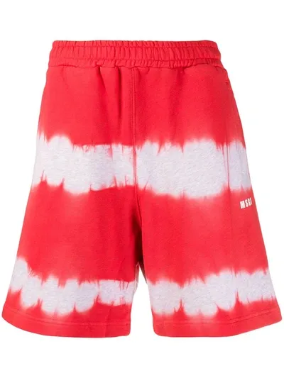 Msgm Shorts Bermuda Men Red And Gray