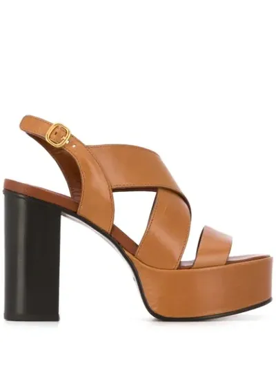 See By Chloé Strappy Platform High Heel Sandals In Brown